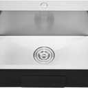 23 Inch Drop in Kitchen Sink Brushed Nickel, 18 Gague Stainless Steel 1 Faucet Hole Single Bowl Deep Kitchen Sink Topmount, D23"xW18"xH9"