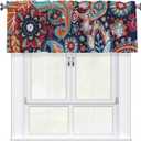 Paisley Valances for Windows - Bohemian Floral Kitchen Valance 1 Panel Decorative Window Valance Farmhouse Style Light Filtering Rod Pocket Drapery for Bedroom, 54 x 18 Inches