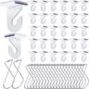 Vicenpal 100 Pcs Drop Ceiling Hooks Bulk for Classrooms Offices Hanging Set, 50 Pairs Right and Left 50 Pcs Clips for Tile Decorations, Metal Suspended T Bar Hooks for School Plants
