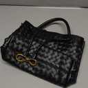 Woven Tote Bag for Women Leather Shoulder Handbag Designer Top Handle Purses (Black)