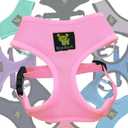 EcoBark Dog Harness - Max Comfort Luxurious Soft Mesh - Over The Head No Pull & No Choke Halter Harness Vest - Eco-Friendly Body Harness - Baby Pink - Size M