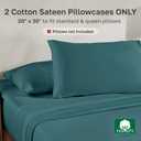 Soft Natural 100% Cotton Sateen Standard Size Pillow Cases, 2-Pack, Teal, Standard / Queen