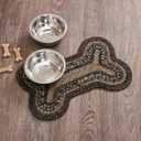 VHC Brands Espresso Indoor/Outdoor Pet Food Mat for Dogs Cats Kitchen Small Bone Rug 11.5x17.5