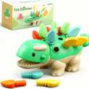 Toddler Montessori Toys Baby Sensory Learning Fine Motor Skills Toy for 6 9 12 Months One Year Old Boy Girl Birthday Gift Ages 1 2 3 4 Kid Dinosaur Educational Toys Sorting Stacking Color Recognition