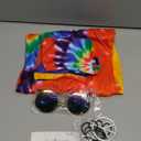 Hippie Costume For Men Women 60S And 70S Colorful T-Shirt Sunglasses Headband Peace Necklace 4-Piece Theme Party (Small)