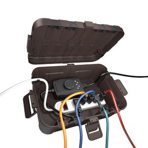 Flemoon Outdoor Electrical Box Waterproof, IP54 Waterproof Extension Cord Cover, Protect Outlet, Plug, Socket, Timer, Power Strip, Holiday Light, Large Weatherproof Connection Box, Brown