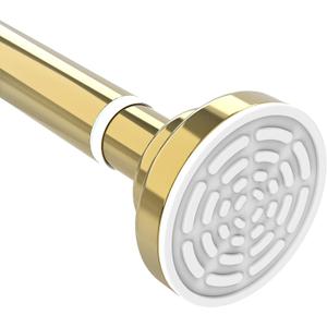 TEECK Shower Curtain Rod, 26-39 inch Adjustable Tension Spring, Shower Curtain Rod Tension, Premium Stainless Steel, Anti-Slip, No Drilling, No Rust, for Bathroom, Gold (26-39 Inches)
