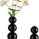 Glass Bubble Vases for Flowers, Hewory 2pcs Black Unique Cute Single Flower Vase for Centerpieces, Funky Aesthetic Vase Skinny Bud Vase, Cool Groovy Decor for Home Living Room Bedroom Office Tabletop