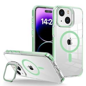 WOGROO for iPhone 15 Plus Case, [Compatible with MagSafe], Magnetic Kickstand Case for Women Girls, Case for iPhone 15 Plus, 6.7", Clear Green