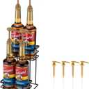 Coffee Syrup Organizer, 4 Bottle Capacity Syrup Stand, 2 Tier Syrup Rack for Coffee Bar Accessories with 4 Coffee Syrup Pump, Syrup Holder for Kitchen, Storage for Syrup, Wine, DressingBlack