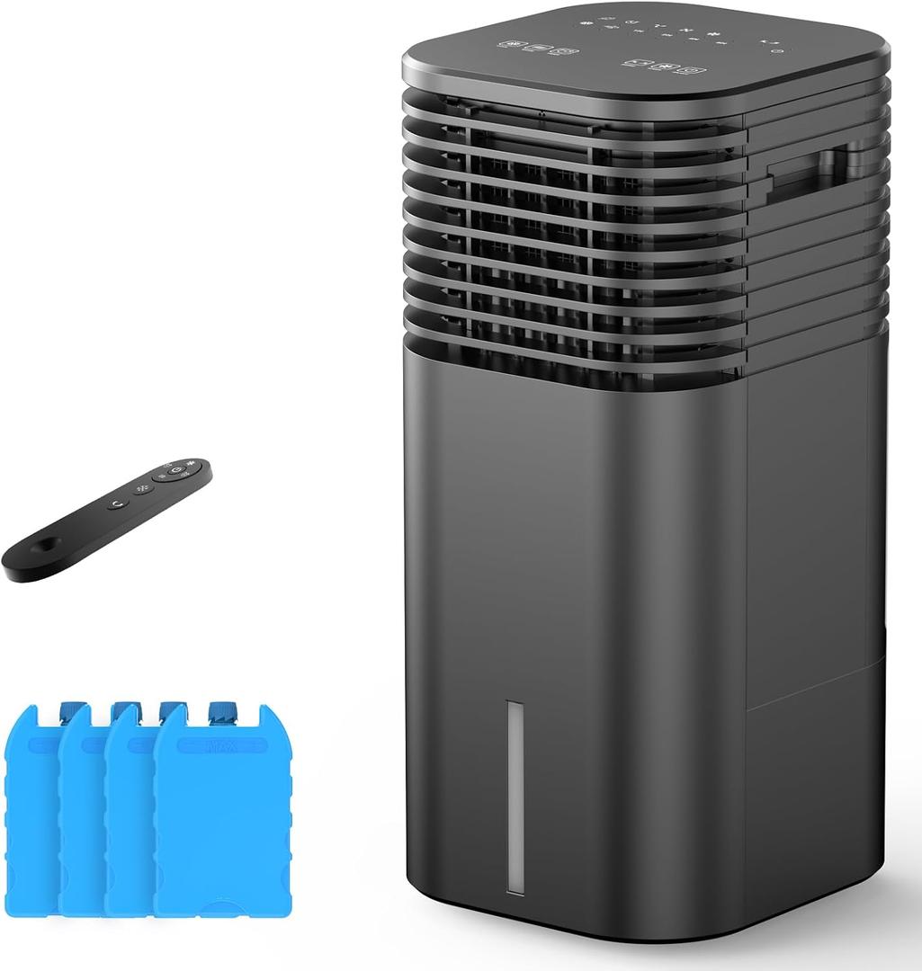 FLOWBREEZE 24" Windowless Portable Air Conditioner, 15H Timer&120Oscillation, 3-IN-1Portable AC Unit with Remote, 2Gal Tank, 3 Modes & Speeds, Ultra-Quiet Ventless Swamp Cooler for HomeOffice, Coffee