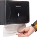 Mind Reader Paper Towel Dispenser, Tri-Fold Towel Holder, Restroom, Wall Mount, Bathroom, 10.25"L x 3.75"W x 8"H, Black