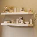 48 Inch Extra Long Floating Shelves, Set of 2 Deep Floating Shelves 12in Depth, Floating Shelves Long Heavy Duty Wood Shelves for Wall, Solid Wood White Finish