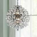 Bestier Modern Pendant Black Chandelier Crystal Raindrop Lighting Ceiling Light Fixture Lamp for Dining Room Bathroom Bedroom Livingroom 6 E12 Bulbs Required D19 in x H21 in