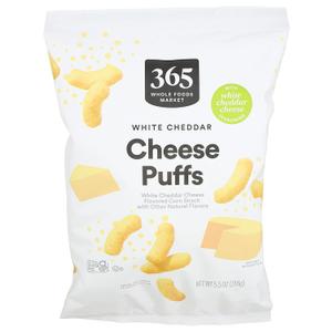 365 by Whole Foods Market, White Cheddar Cheese Puffs, 5.5 Ounce  BBD: 09/19/2025