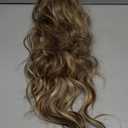 Blonde mixed Light Brown Long Wavy Wig for Women with Curtain Bangs Natural Curly Synthetic Hair Heat Resistant Wigs for Daily Party Cosplay Wear