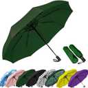SIEPASA Windproof Travel Compact Umbrella-Automatic Umbrellas for Rain-Compact Folding Umbrella, Travel Umbrella Compact, Small Portable Windproof Umbrellas for Men Women Teenage. (Green) (42 Inch-1 Pack)