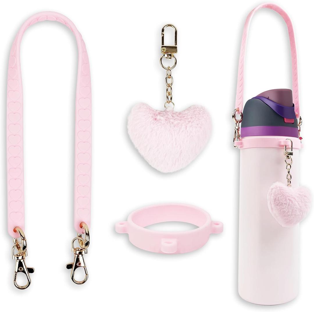 Handle Strap and Cherry Charm Set for Owala Water Bottle 24 oz, 32 oz, 40 oz, Owala Kids, Owala Coffee Tumbler, Owala FreeSip Includes Handle Strap, for Owala Accessories & Stanley Cup Accessories