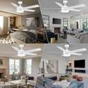 YUHAO 52 Inch White Ceiling Fan with Light and Remote Control.Noiseless,Dimmable,3CCT,6 Speeds Reversible, DC Ceiling Fans for Indoor or Covered Outdoor Use.ETL Listed