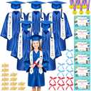 Kindergarten Graduation Cap and Gown - Unisex Shiny Cap and Gown Set with Tassel, Stole and 2026 & 2027 Charm, for Kindergarten Graduation Boys and Kids Preschool(Pink-6Set, 30) (Pink)