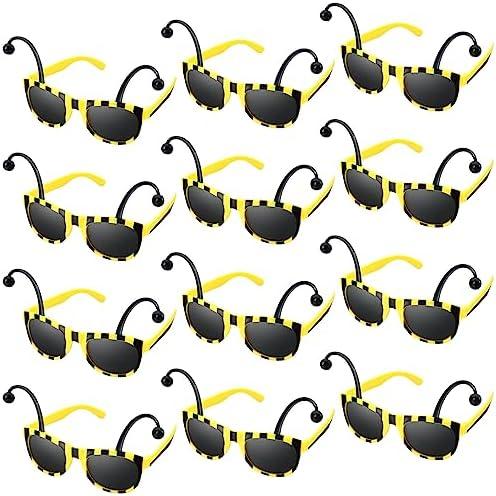 Bencailor 15 Pcs Halloween Bee Glasses Sunglasses Honey Costume Funny Accessory for Adult Antenna Party Favors(Black)