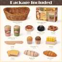 Toyssa Wooden Play Food Sets for Kids Kitchen, Bakery Pretend Play Toy Food for Toddlers 3-5 with Cutting Bread & Basket, Christmas Kitchen Accessories Birthday Gifts for Girls Boys 3 4 5 6 Years Old