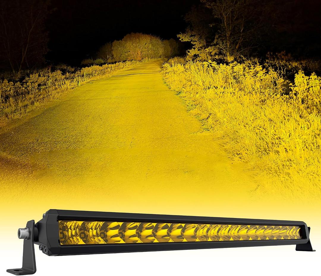 4WDKING Amber LED Light Bar 22 inch Off Road LED Spot Flood Combo Work Light High Bright Truck Driving Fog Lamp IP69K Waterproof for Truck Cars ATV UTV Boat