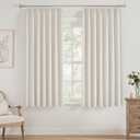 Blackout Curtains for Bedroom 63 Inch Length, 2 Panels Set Ivory | Pinch Pleated, Room Darkening, Thermal Insulated, Noise Reducing, for Living Room, Kitchen, Linen Textured, Back Tab/Hooks