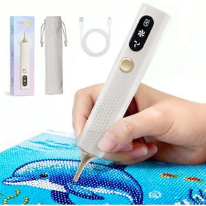 Haroopet Electric Diamond Painting Pen, Cordless Diamond Art Vacuum Pen no Wax Needed, Rechargeable Diamond Painting Tools, Adjustable Suction Mode Diamond Art Kits Accessories for Adults & Kids (White)