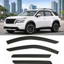 2022-2026 Tape-On Rain Guards for Nissan Pathfinder Side Window Visor Deflectors S SV SL Platinum Rock Creek Smoke Tinted Vent Shades 2023 2024 2025