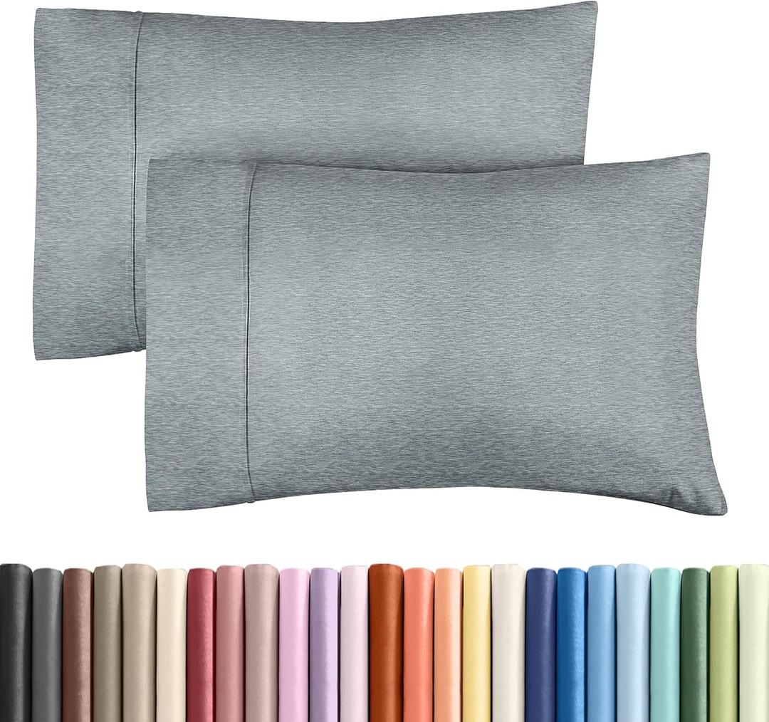 King Pillow Cases Set of 2 - Ultra Soft Hotel Quality Pillowcase Covers - Comfy, Cozy & Wrinkle Free - Shrinkage and Fade Resistant - Machine Washable Pillow Protectors - 2 Piece Set - Heathered Blue