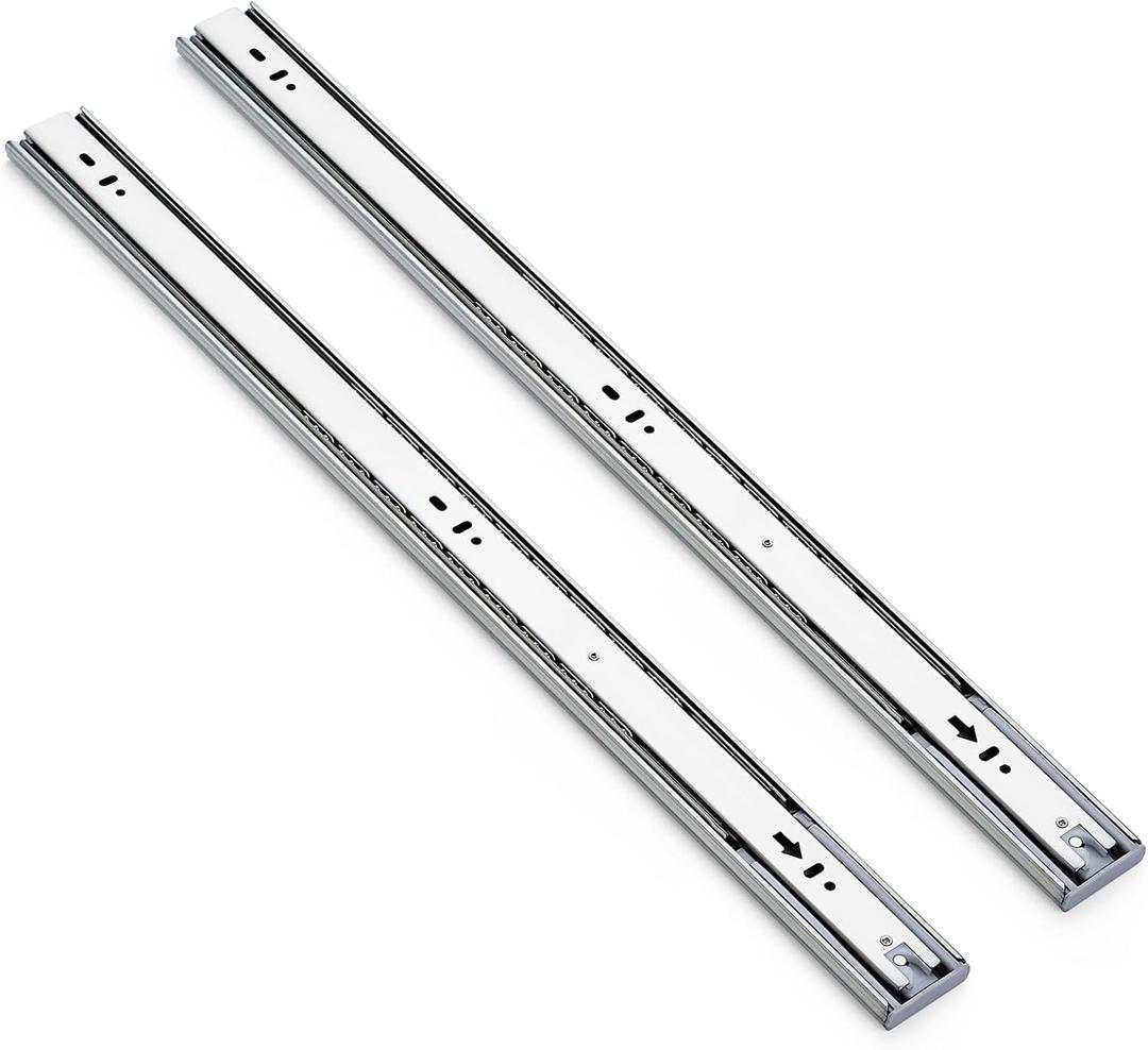 Soft Close Drawer Slides 24 Inch - Silver, 1 Pair (2 Pieces)