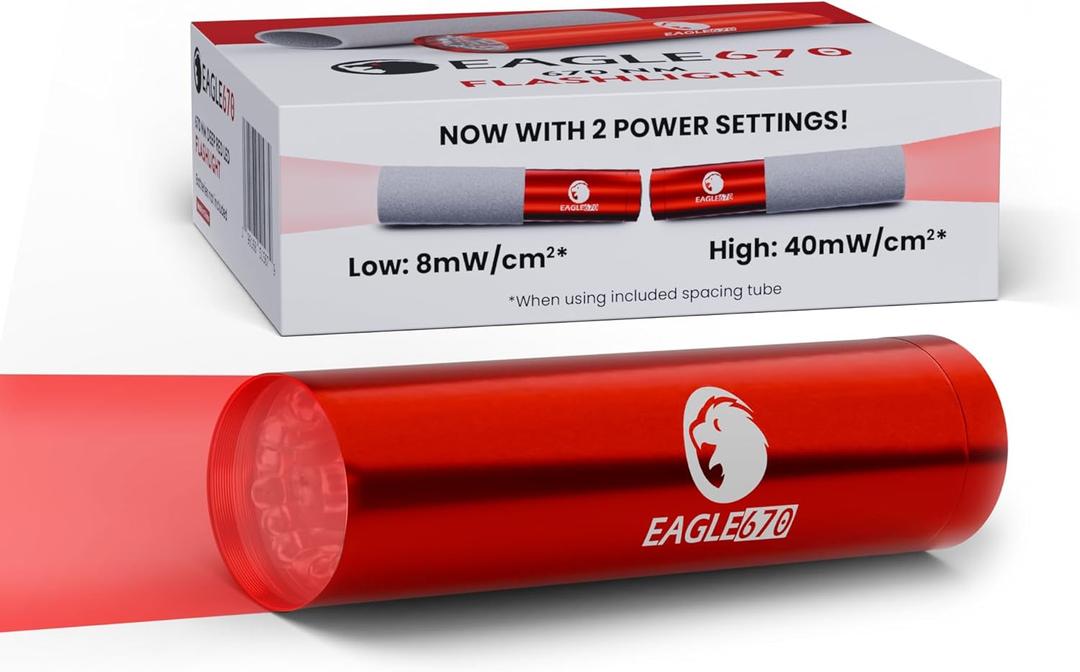 New Version! 670 nm Deep Red LED Light 8mW/cm2 | USA Lab Verified 670nm Flashlight (670 nm LED) w/Spacing Tube | Red Light Therapy 670 nanometers | Easy on The Eyes - no Blue Light