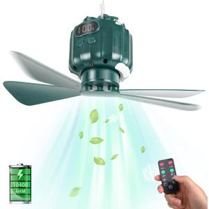 DUKUSEEK Portable Ceiling Fans with Remote Control, Power Bank, USB Battery Operated Camping Fan with Hanging Hook for Canopy Tents, Emergency Survival