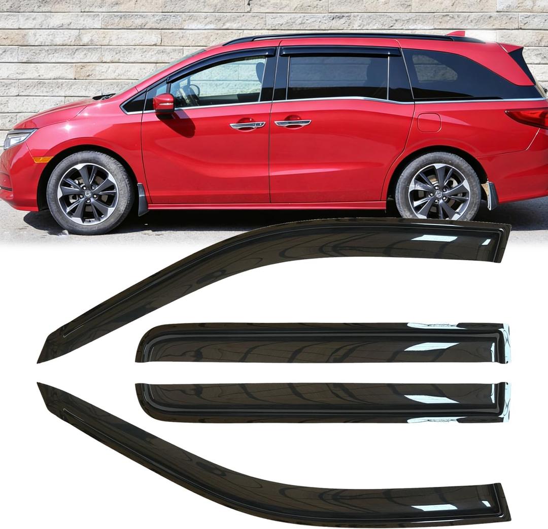 3pcs Original Shatterproof Rainproof Side Window Wind Deflectors for 2018-2024 Honda Odyssey,Outside Mount Rain Guards Sets,Nice Looking Window Visors for Cars,Vent Deflector for 19-23 Odyssey 94452