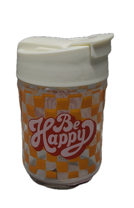 Plastic Sipper & Straw "Be Happy" Edition