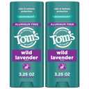 Tom's of Maine Wild Lavender Aluminum Free Natural Deodorant For Women & Men | Goes on Clear | Odor & Wetness Protection | Naturally Derived and Moisture-Locking Ingredients | 3.25 oz (2 Pack)