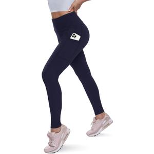 QGGQDD Fleece Lined Leggings Women - Soft Tummy Control High Waisted Winter Thermal Warm Yoga Pants for Workout Hiking, XX-Large, Navy Blue
