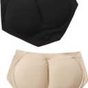 WDIRARA Women's 2 Piece High Waist Hip Pad Shapewear Panty Butt Lifter Tummy Control Underwear