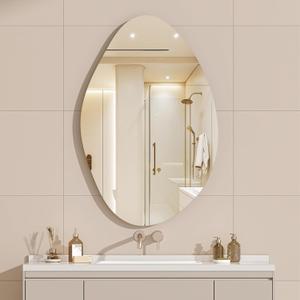 Hasipu Irregular Wall Mirror - 36"x24" Asymmetrical Frameless Mirror, Modern Decorative Mirrors for Living Room, Entryway, Hallway, Bathroom, Bedroom,Wall Mounted Home Decor