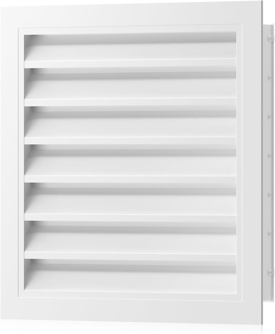 18" X 18" Gable Vents, Hon&Guan Aluminum Alloy Attic Vent with Removable Filter Mesh for Houses Door Vents for Exterior Doors [Vent Opening: 15.3” x 15.3”], White