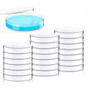 20 Pack Sterile Plastic Petri Dishes with Lid, 90mm Dia x 15mm Deep