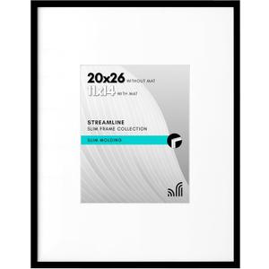 Americanflat 20x26 Picture Frame with Polished Plexiglass - Use as 11x14 Frame with Mat or Display 20x26 Photo Without Mat - Streamline Collection - Thin Border Picture Frames for Wall - Black