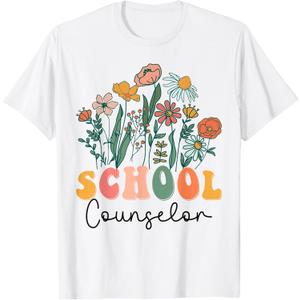 Groovy Wildflower School Counselor Tees T-Shirt,small