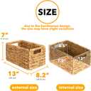 4 x SpaceAid 4 Pack Wicker Basket, Storage Baskets for Organizing, Woven Rattan Basket with Handles for Shelves, Water Hyacinth Large Cube Organizer Storage Bin, 13x8.2x7 inch, Natural