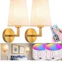 Wall Sconce Battery Operated Wall Light Fixure with Remote Control, Dimmable Battery Operated Wall Sconces Set Of Two, Indoor Wireless Wall Mounted Lamp with Rechargable Bulb For Bedroom Living Room (