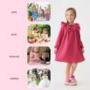 Girl's Summer Casual Dress, Light Ruffled Hem Princess Dress, Long Sleeve Knee-Length Dress,Loose-Fit Fall Dress (Pink) 80