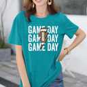 Football Mama Shirts Women Game Day Football Mom T Shirt Season Sports Mom Shirt Short Sleeve Sunday Tee Tops (Small, Cyanblue)