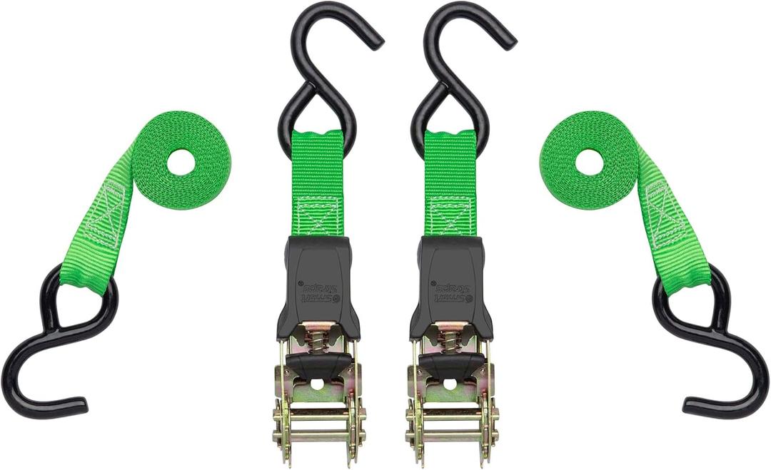 SmartStraps Ratchet Straps - 6ft GRN Padded Ratchet 2pk 1,500lb , green -SMAR138