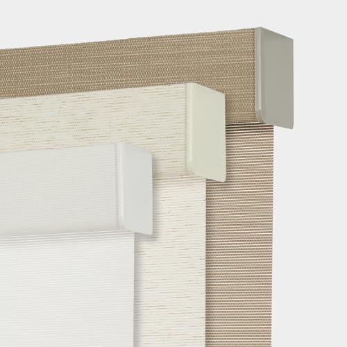 Persilux Custom Size Light Filtering Cordless Roller Blinds Natural Woven Stripes Fabric Thermal Insulation Privacy Roller Shades for Home,Office,Bedroom,White Color